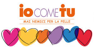 Logo del progetto Io come tu con titolo e immagine di cuori colorati in orizzontale