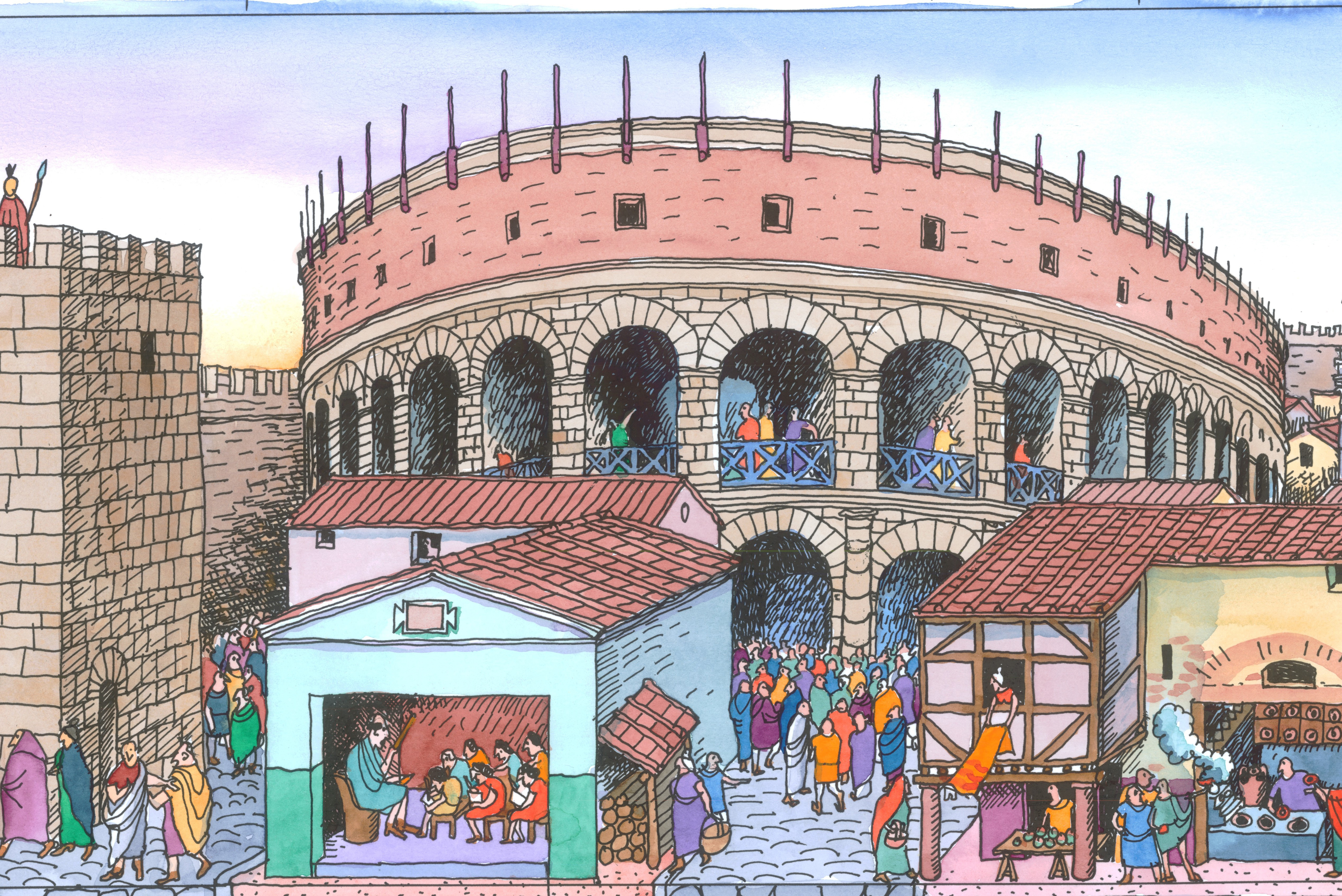Monumenti ed edifici di Mutina romana graficamente ricostruiti.